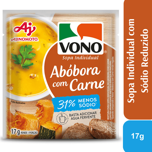 Sopa VONO® Individual Sabor Abóbora Com Carne Menos Sódio 17G