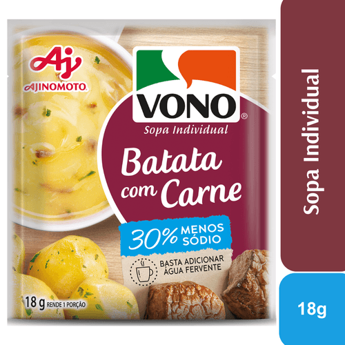 Sopa VONO® Individual Sabor Batata Com Carne Menos Sódio 18G