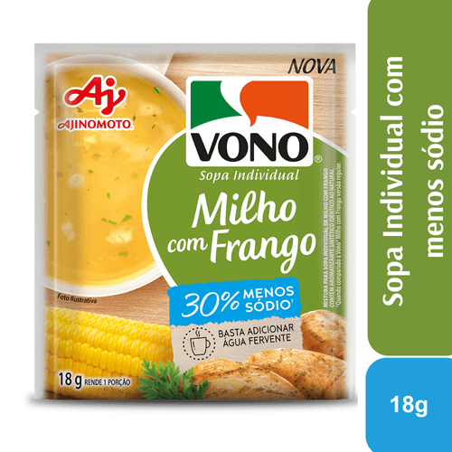 Sopa VONO® Individual Sabor Milho Com Frango Menos Sódio 18G